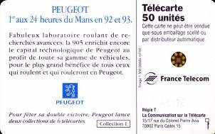 Télécarte 905 verso